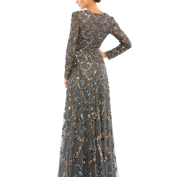 Mac Duggal 5496 NWT EMBELLISHED ILLUSION HIGH NECK LONG SLEEVE A LINE GOWN - Picture 2 of 9